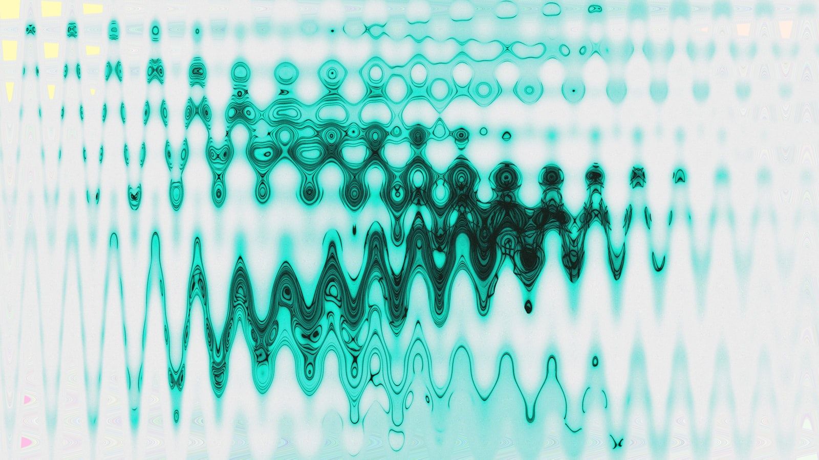 Abstract wave pattern in turquoise on bright ground